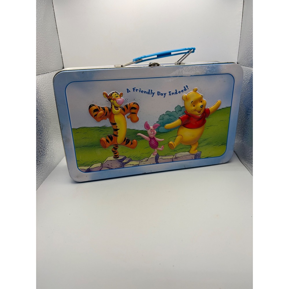 Disney Winnie the Pooh Tigger Piglet Metal Tin Lunch Box A Friendly Day Indeed